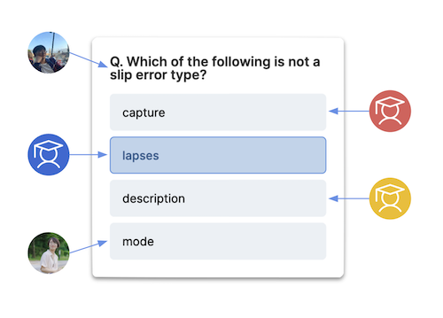 The teaser image of KUIZ: Encouraging Modular Learnersourcing of Multiple Choice Questions through LLM Interventions